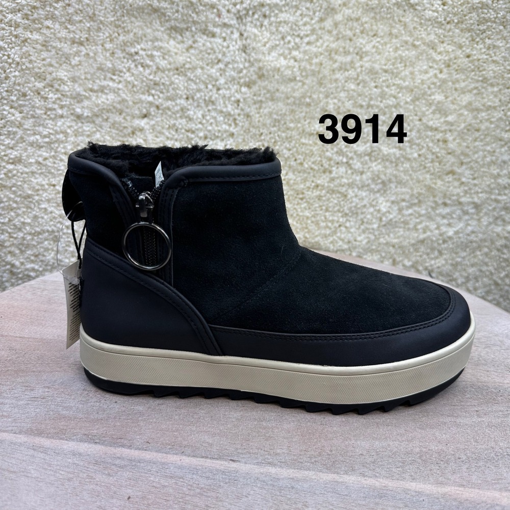 Koolaburra by UGG Advay Black Suede Platform Faux Fur Zip Ankle Boots 1124210 M7